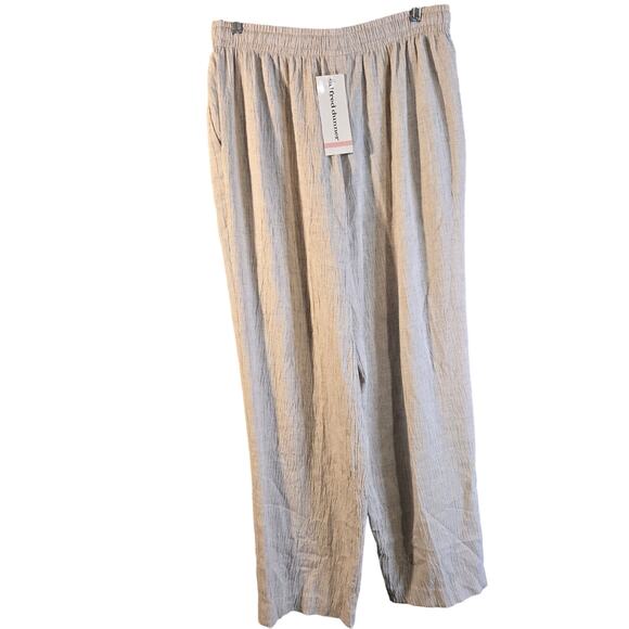 Vintage NWT Alfred Dunner 18W Linen Blend Textured Tan Wide Leg Pants [0158] - Picture 3 of 9